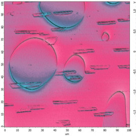 Domains walls of ferroelectric domains in RbHSO4 measured at -30°C