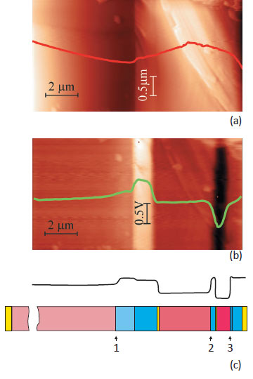 KPFM study of the cleaved surface of an MJ SC in the dark