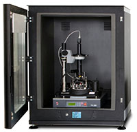 Photos of the thermal cabinet with NTEGRA Prima microscope